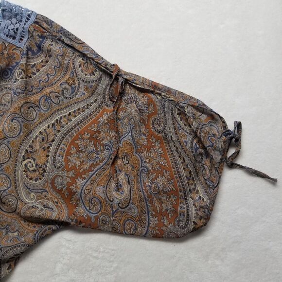 Hello Miss L Top Cropped Paisley Lace Back Sheer Bohemian Goblin Fairy Grunge - Picture 3 of 9